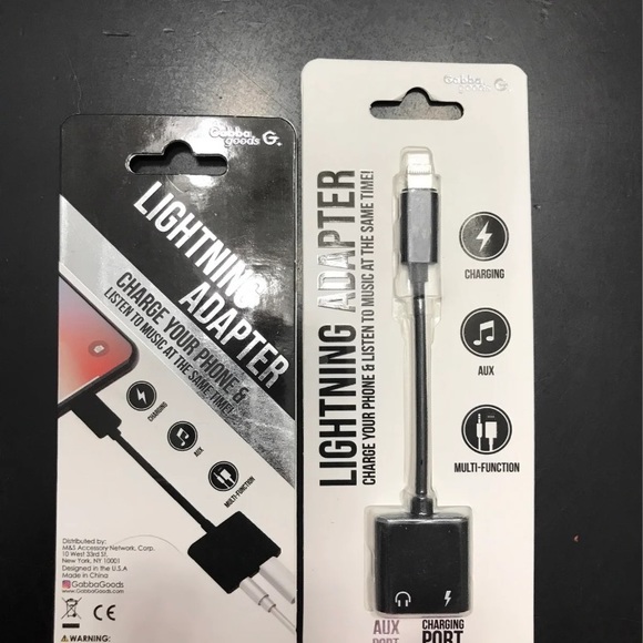 2 Packages Gabba Goods iPhone Lightning to Aux & Splitter Port, Charging, - Picture 2 of 5